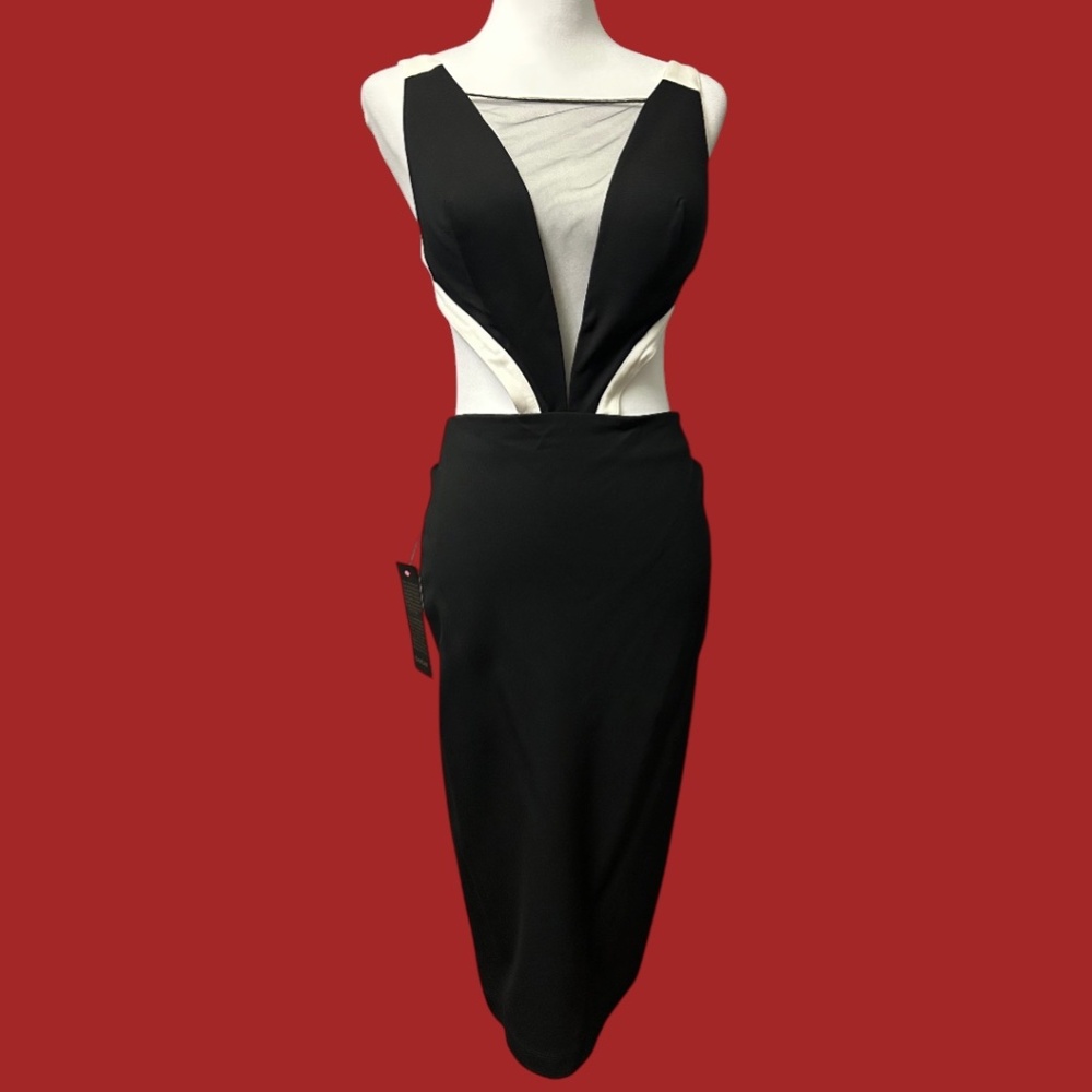 NWT. Bebe Color Block Cut Out Dress